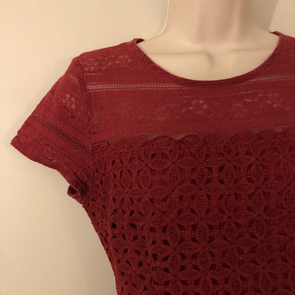 Francesca's Red Lace Fit & Flare Dress Size Small - Picture 7 of 11